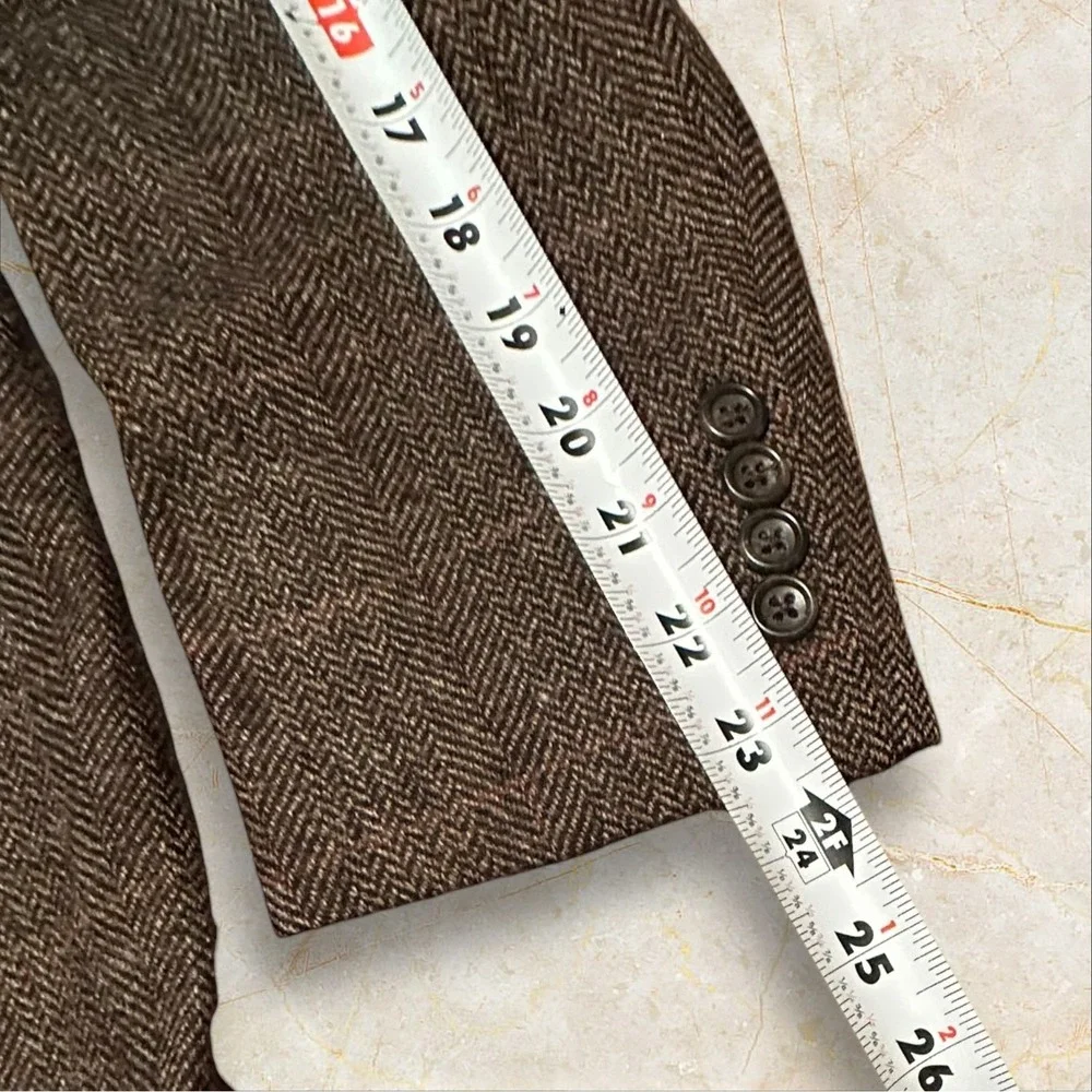 Vintage Brown‎ Herringbone Wool Blazer Union USA Made Classic Mens Sport Coat